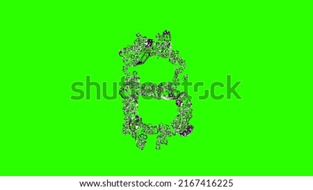 lighting clear brilliants bitcoin sign on green screen, isolated - object 3D illustration
