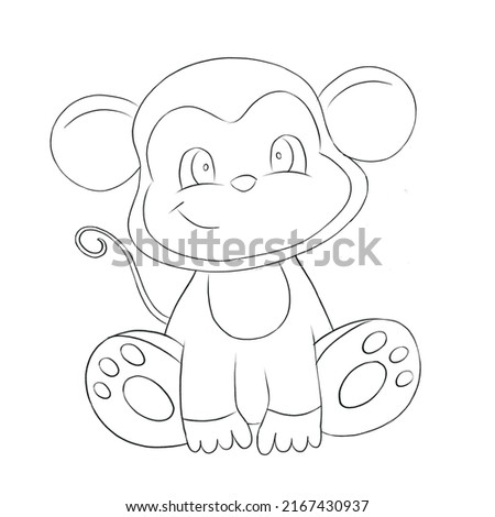 Cute monkey coloring book animal character
