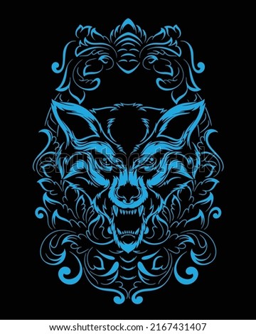 wolf artwork illustration and t shirt design Premium Vector
