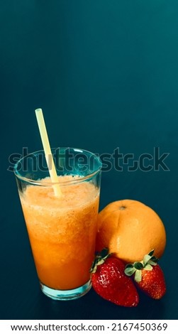 Orange and strawberry granita, refreshing natural fruit drink, ideal drink for summer