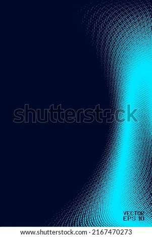 Abstract Blue Pattern with Wave. Turquoise Smoke. Spotted Dotted Texture. Vector. 3D Illustration