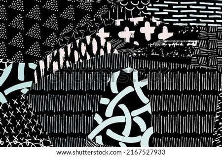 Vector pattern. Abstract background with brush strokes. Monochrome hand-drawn texture. Modern graphic design.Hand-drawn striped.	
