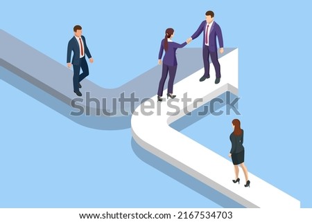 Isometric Business Success Concept. Entrepreneur business man leader. Searching for opportunities. Business concept. Business man handshake Royalty-Free Stock Photo #2167534703