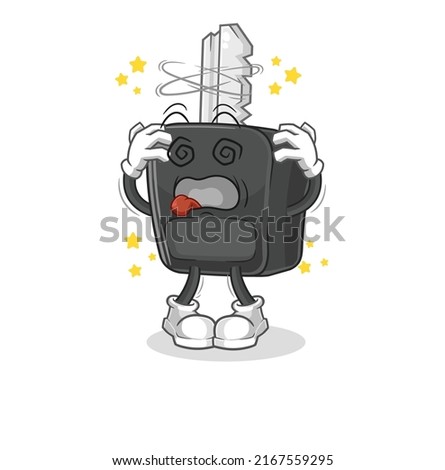 the car key dizzy head mascot. cartoon vector