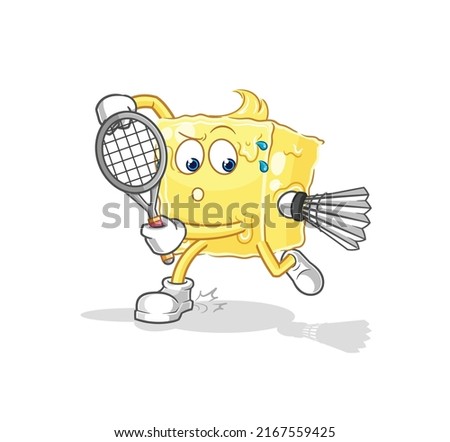 the butter playing badminton illustration. character vector