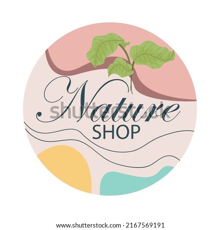 nature shop logo with cute grass tree