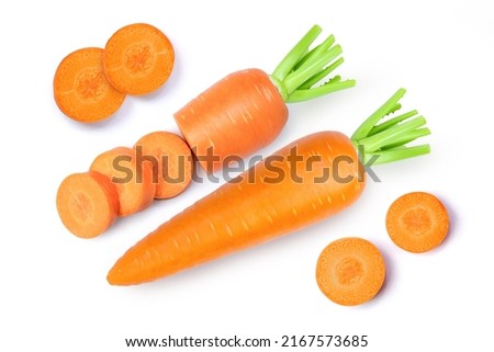 Fresh carrot isolated on white background. Top view. Flat lay. Royalty-Free Stock Photo #2167573685