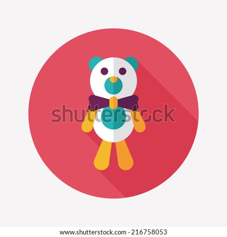 teddy bear flat icon with long shadow