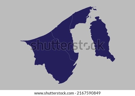 Brunei Darussalam map vector, blue color, Isolated on gray background