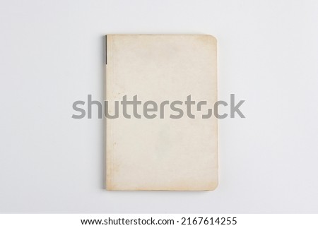 book white blank cover isolated.old book design,mock up book flat lay on top.