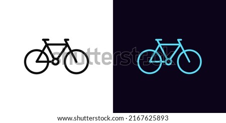 Outline bike icon with editable stroke. Linear bicycle silhouette, road cycle pictogram. Bike rent, bicycle rides, bike store and repair parts, rental bicycle for recreation. Vector icon for Animation