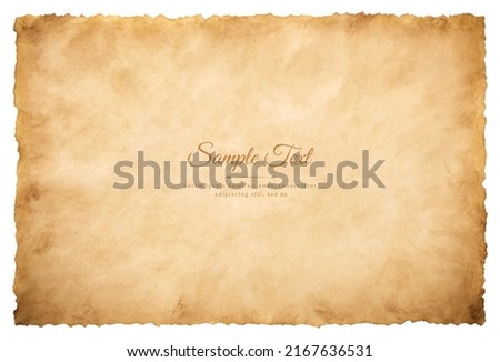 Vector old parchment paper sheet vintage aged or texture isolated on white background.
