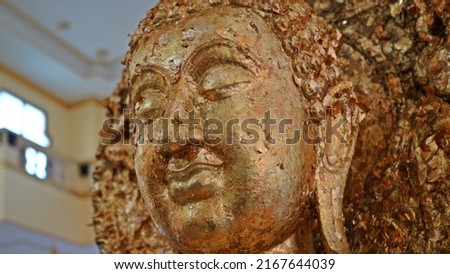 The close up of buddha face.                               