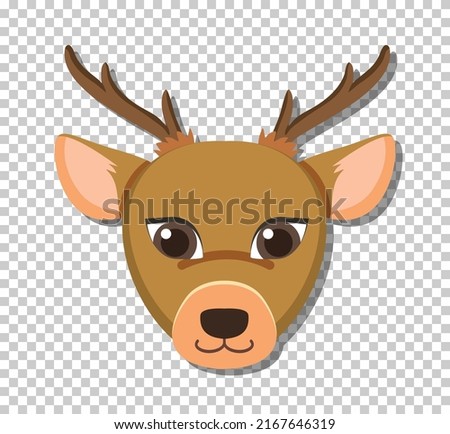 Cute deer head in flat cartoon style illustration