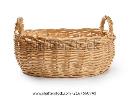 Wicker basket isolated. Vintage basket on white background Royalty-Free Stock Photo #2167660943