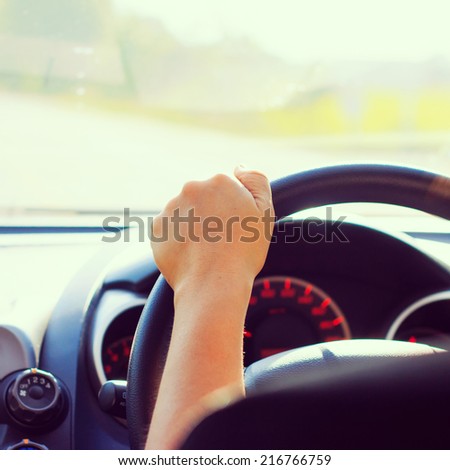 Driving a car must put safety first. Royalty-Free Stock Photo #216766759