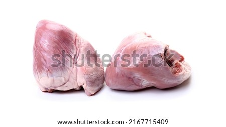 Raw pork heart stock photo