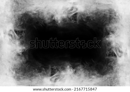 Abstract smoke texture frame over black background. Fog in the darkness. Natural pattern. Royalty-Free Stock Photo #2167715847