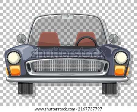 Cute vintage car on grid background illustration