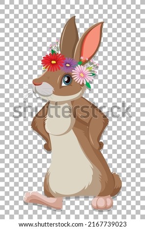 Cute rabbit on grid background illustration