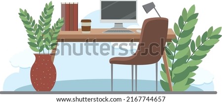 Workroom interior concept in flat design illustration