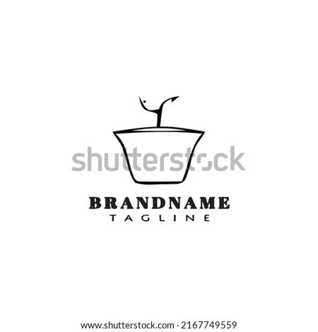 potted plant logo cartoon design icon template black modern isolated vector illustration