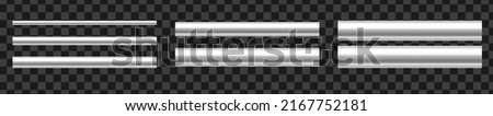 Aluminum pipes of various diameters. Realistic vector illustration isolated on transparent background. Banner. Royalty-Free Stock Photo #2167752181