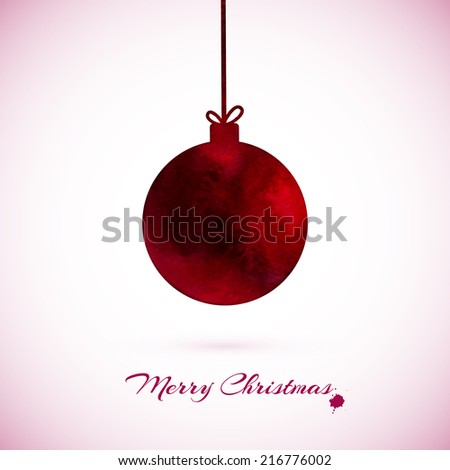 Watercolor Christmas card with Christmas ball