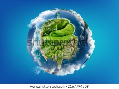 3D planet Anatomy of human body with digestive system. 3d illustration Royalty-Free Stock Photo #2167794809