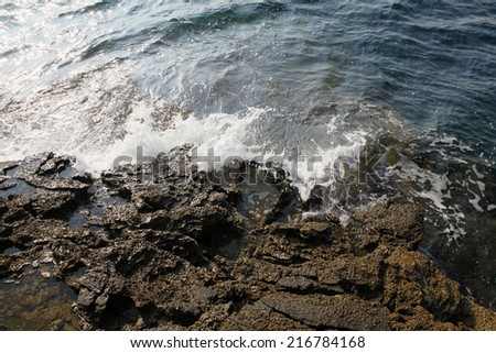 Landscape with water and rocks in Thassos island, Greece