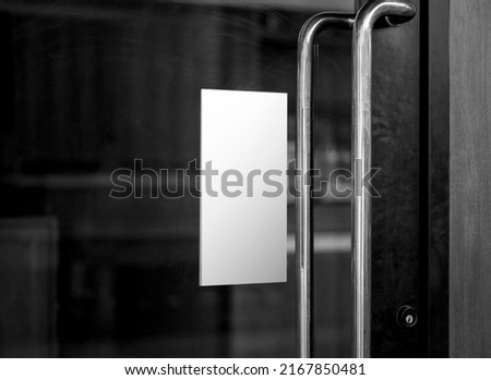 sign restaurant door handle with push sign on glass doors