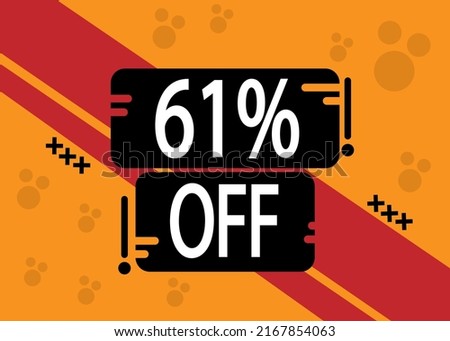 61% off for special sale, red and black squares with yellow background.