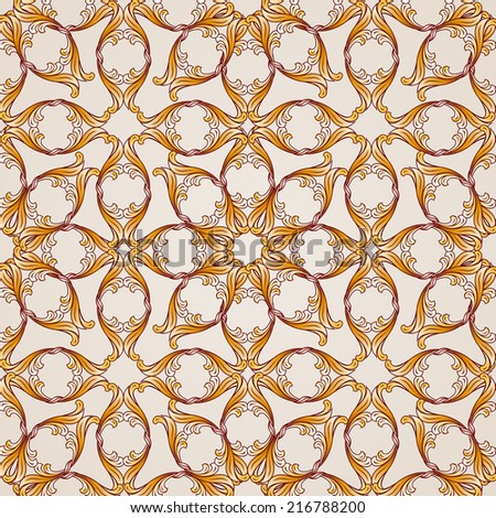Saturated seamless abstract floral pattern in the form of golden flowers