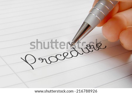 Procedure word handwriting