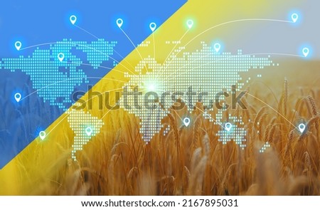 Ukraine has begun exporting wheat, grain reserves worldwide. Stop  food crisis. Unlocking grain exports to Ukraine.Solving export logistics Royalty-Free Stock Photo #2167895031