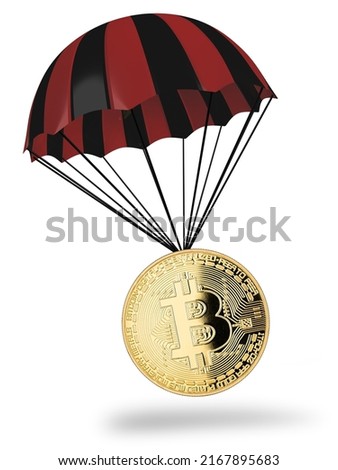 Bitcoin Parachuting in the Crypto Market Royalty-Free Stock Photo #2167895683
