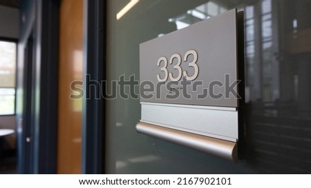 A office with a number placard