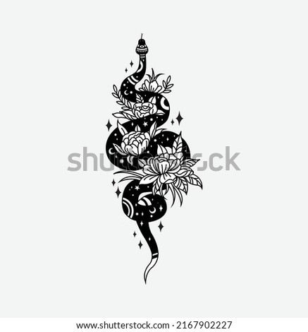 Snake  tattoo icon silhouette. Snake vector