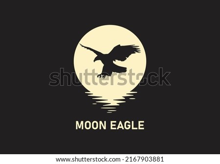 moon eagle and water vector logo and icon design template