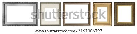 set of isolated antique frames gold gilding Silver on a white background Royalty-Free Stock Photo #2167906797