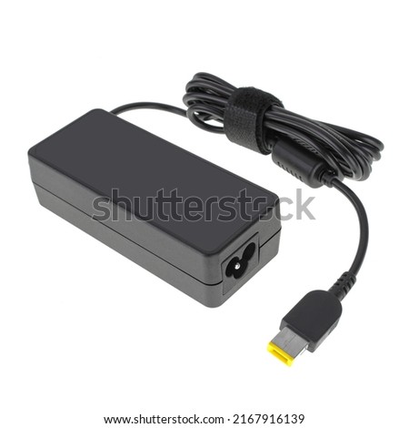 laptop power adapter, laptop spare part, isolated on white background