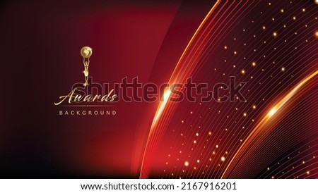 Golden Red Maroon Side Lines Dotted Award Background. Traditional Style Sparkle Glowing Effect. Wedding Jubilee Night Decorative Invitation. Entertainment Hollywood Bollywood Template Design.  Royalty-Free Stock Photo #2167916201