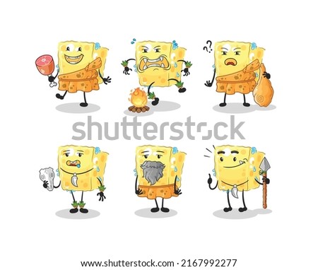 the sponge primitive man group character. mascot vector