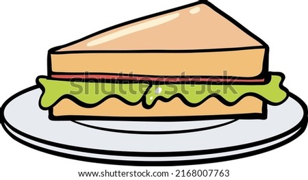 Sandwiches on white plate illustration