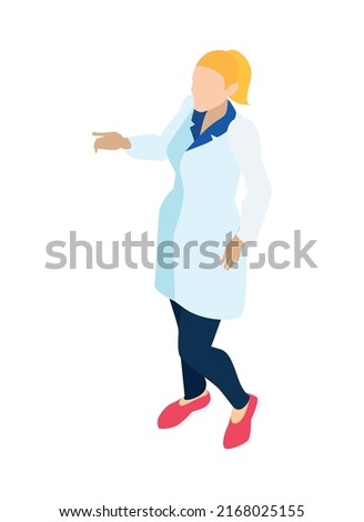 Isometric dentist composition with isolated tooth care human character vector illustration