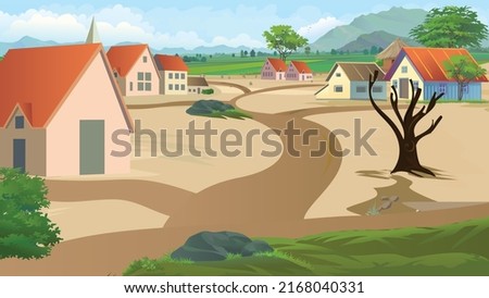 village landscape view and many houses Royalty-Free Stock Photo #2168040331
