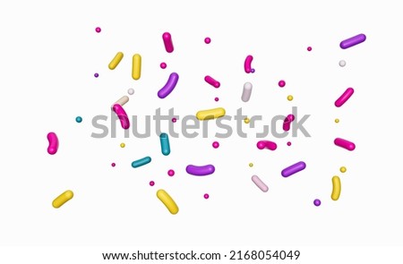 Colorful sprinkle falling isolated white background 3d illustration