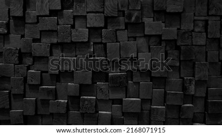The Charcoal block wall texture background. Abstract dark brick wall pattern texture background.
