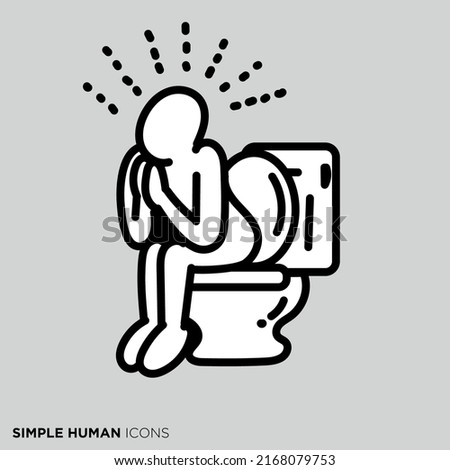 Simple human icon series "People who are refreshing in the toilet"