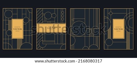 Luxury invitation card vector template collection. Art deco pattern background with line, geometric shapes, circle. Set of elegant geometry poster illustration design for wedding, greeting, flyer. Royalty-Free Stock Photo #2168080317